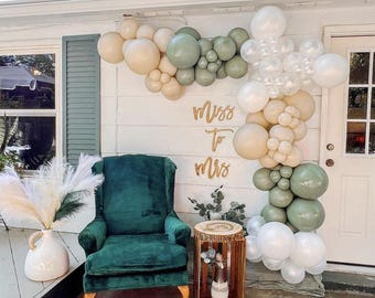Eucalyptus Balloon Garland Kit: White & Pearl Party Decor, Bridal Shower, Bachelorette