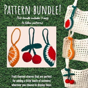 Fruit themed purse charms crochet pattern bundle