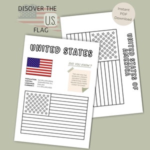 USA Flag Coloring Printable, Patriotic Coloring Page, American Flag Activity for Kids, United States Coloring Page, Educational Sheets