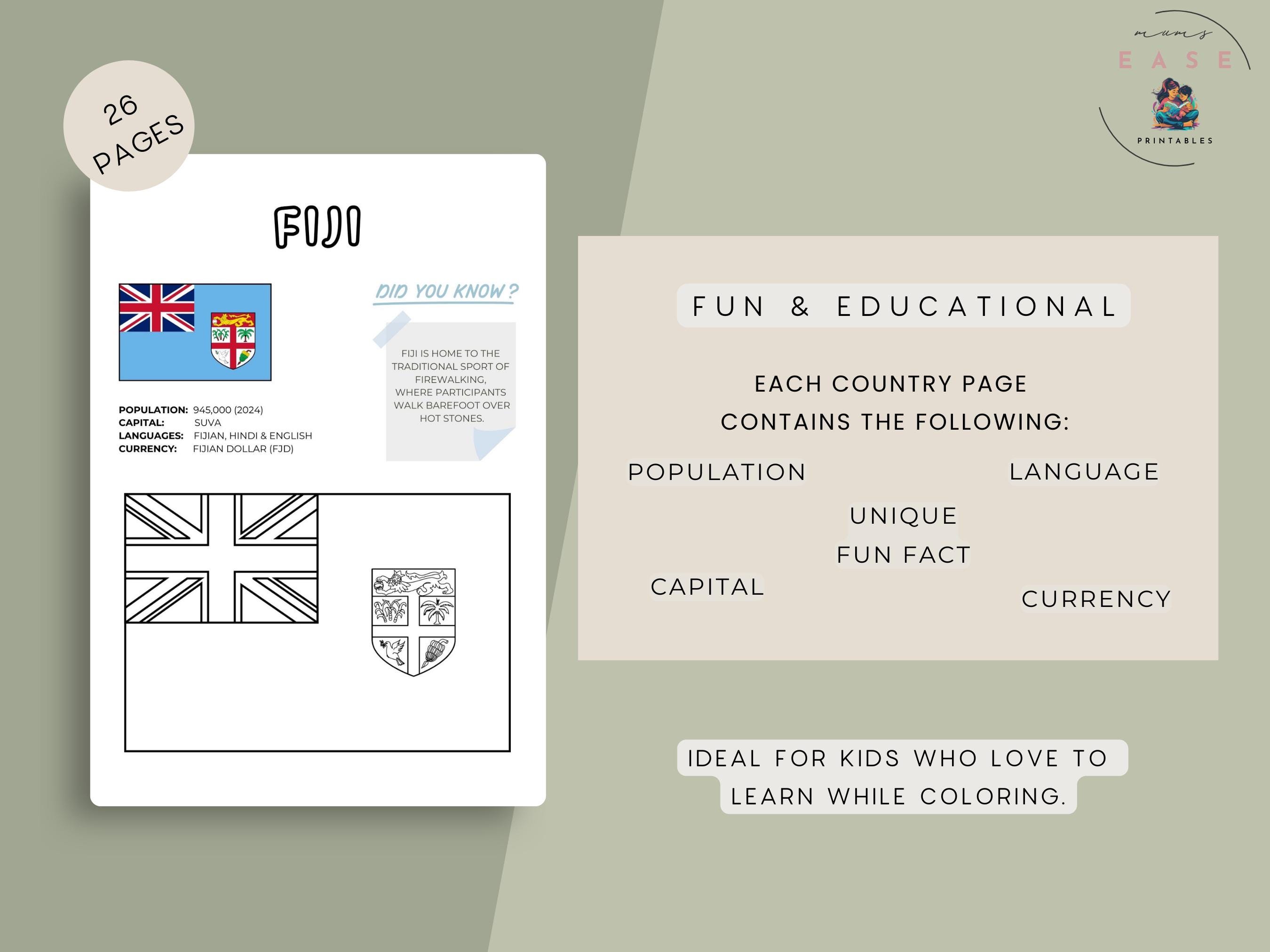 Oceania Flags Coloring Pages, Geography Activity (digital Download) - Etsy