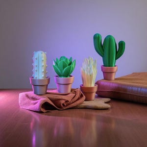Cute Cactus 3D Printed Planter | Fun Desk or Home Decor | 4 Adorable Variants | Unkillable Plant Gift
