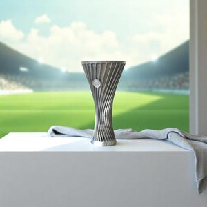 UEFA Conference League Trophy Replica – Personalized Soccer Cup – Custom Football Award – Resin Sports Trophy – Fan Gift – Desk Decor