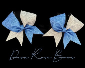 Glitter Space Bun Bows- Pigtail Set- Cheer Dance Hair Bows- French braids