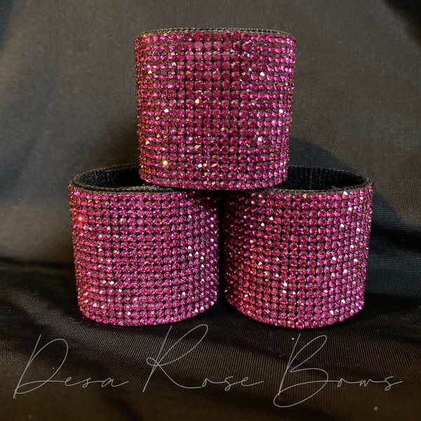 Hot Pink- Fuchsia- Rhinestone Ponytail Hair Cuff