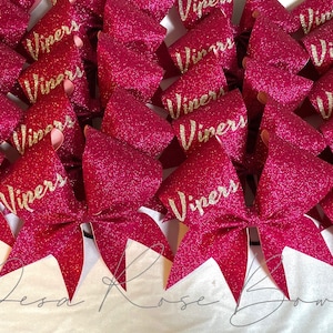 Glitter Bow with Personalization-you choose glitter color- cheer, dance, softball, gymnastics