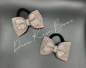 Full Bling Pigtail Rhinestone Bows- Cheer Dance Bows