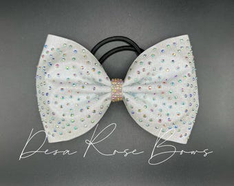 4" Rhinestone Cheer Bow – Bling Tailless Bow, Choose Color