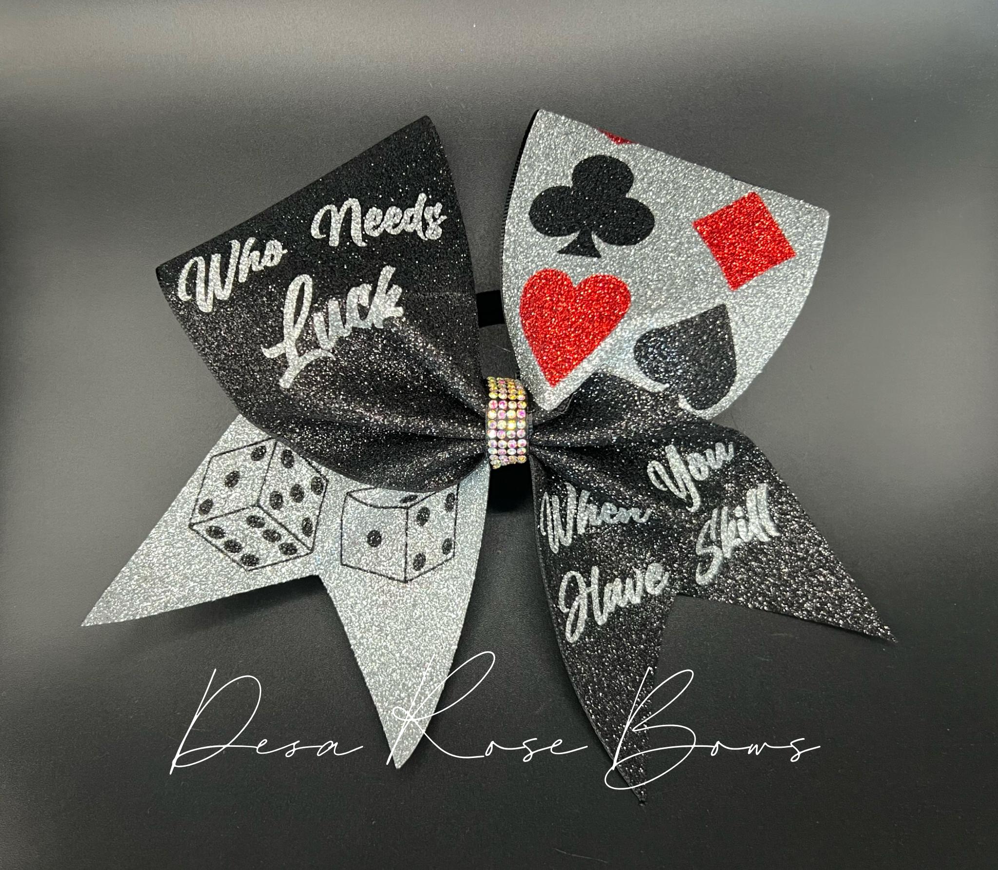 Las Vegas Cheer Bow – Silver & Black | Custom Team Bow - Etsy display picture 3