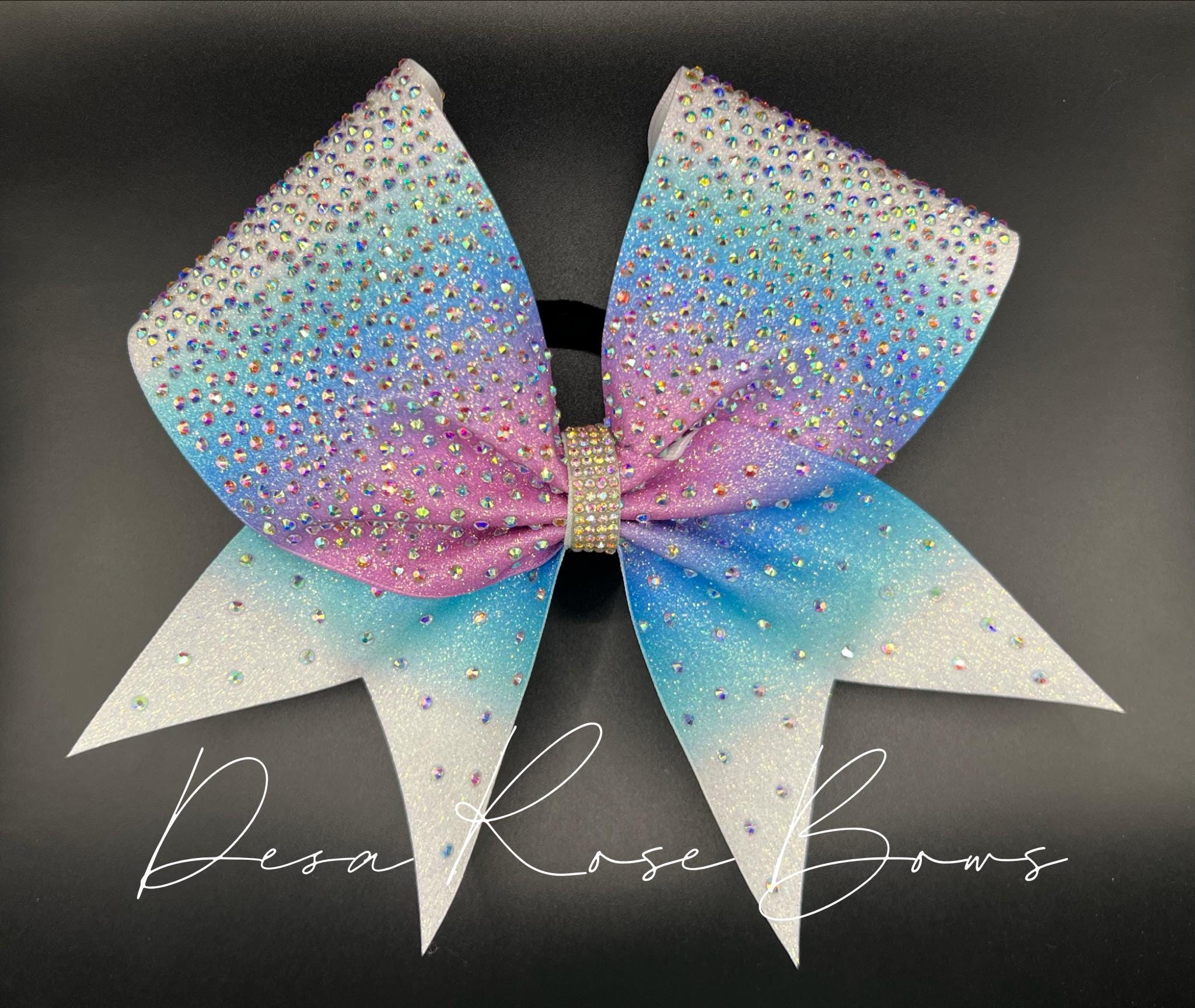 Pink and Blue Rhinestone Cheer Bow Rhinestone Large 8 Inch Bow, Big Bows For Girls, Toddlers  main image 2
