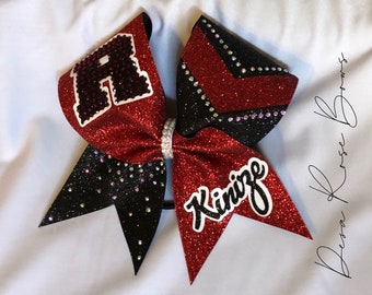Bring It On- Competition Cheer Bow with Customization- Red, Black, & White