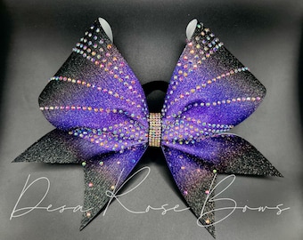 Purple Ombre Cheer Bow: Rhinestone Sports Hair Bow