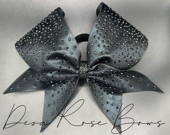 Midnight Black Rhinestone Cheer Bow