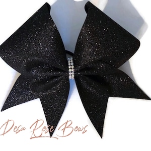 Teal and Black Ombré Glitter Tailless Rhinestone Bow Cheer -  in 2023