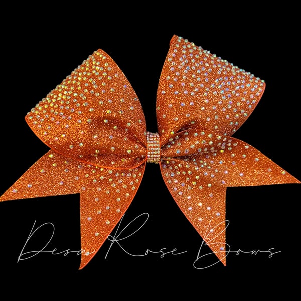 Ready to Ship- Burnt Orange Bling Fling Glitter Rhinestone Hair Bow