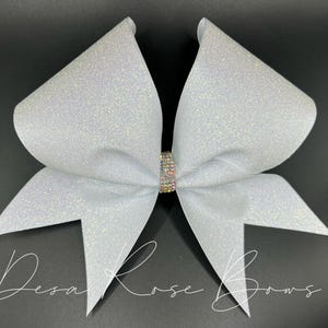 White Glitter Cheer Bow | Clean Competition Style | Practice Bow