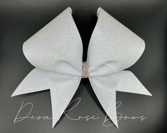 White Glitter Cheer Bow | Clean Competition Style | Practice Bow