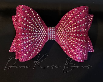 XL Sophia Tailless Glitter Bow - You choose color- Solid color Rhinestone Dolly Bow