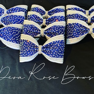Tailless Stripe Rhinestone Bow- Cheer Bows- 3&quot; and 4&quot; size