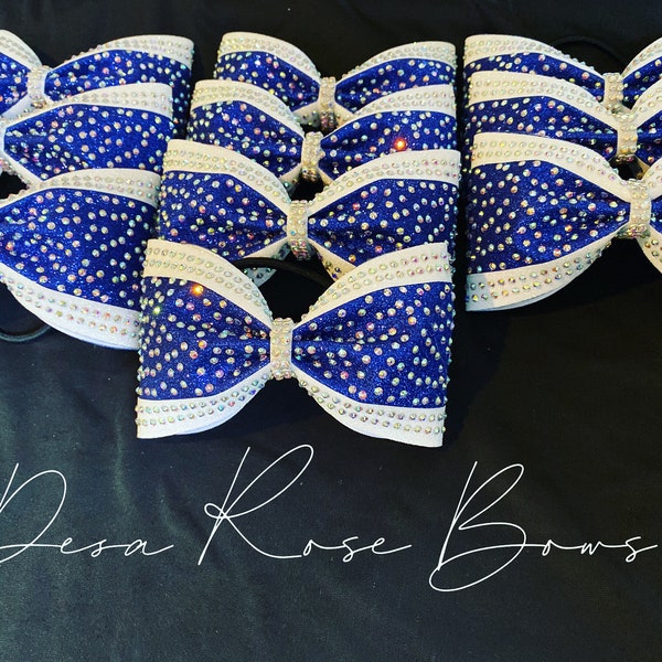 Tailless Stripe Rhinestone Bow- Cheer Bows