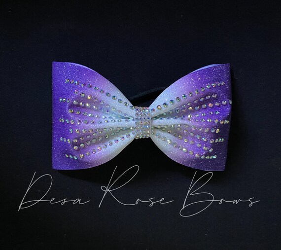 Purple Ombré Glitter Tailless Rhinestone Bow - Cheer Bow  display picture 1