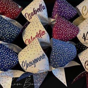 Two Color Full Glitter & Rhinestone Bow with Custom Name