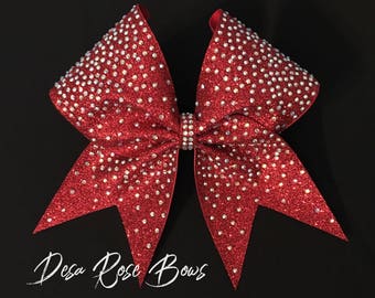 Red Glitter Rhinestone Cheer Bow