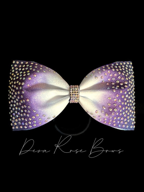 New Large Purple Glitter Cheer Bow Rhinestone Tailless Competition Hair Bow Unbranded | Accessories | New Large Purple Glitter Cheer Bow  main image 3