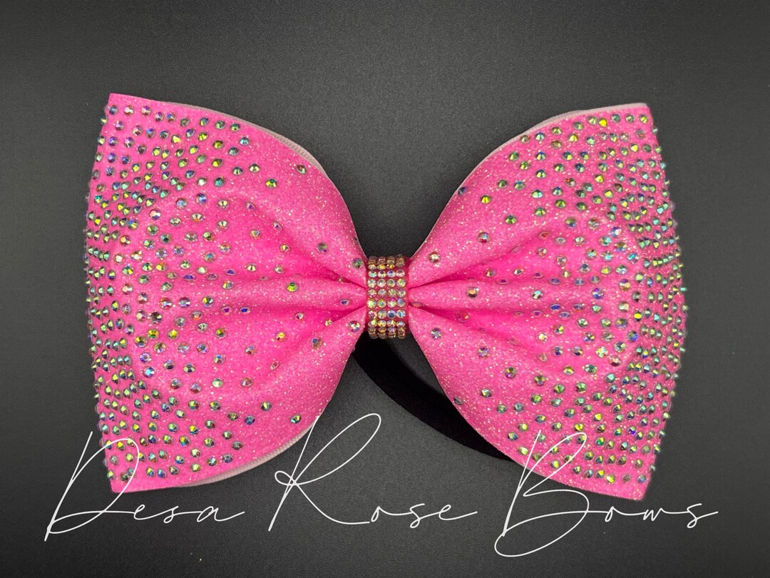 Pink Rhinestone Bow Neon Pink Tailless Rhinestone Bow- Available in Other Colors! - Etsy