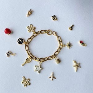 Custom Charm Bracelet: Personalized Gold Plated Jewelry