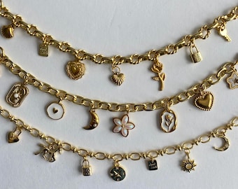Build your own charm bracelet,gold plated custom charm bracelets,personalized charm jewelry,birthday girl gift,gifts for her,custom bracelet
