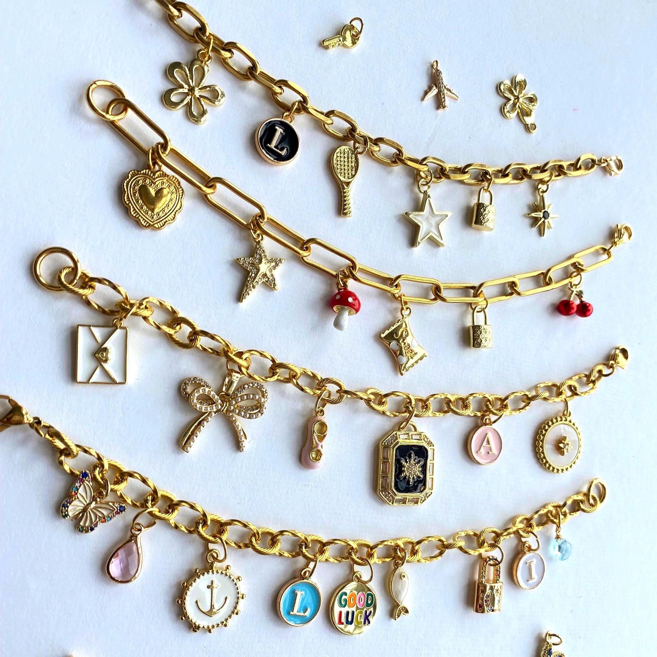 Build Your Own Custom Gold Charm Bracelet,Customized,Design Your Own,Pick Your Charms,Personalized Jewelry,Birthday Girl Gift for Her