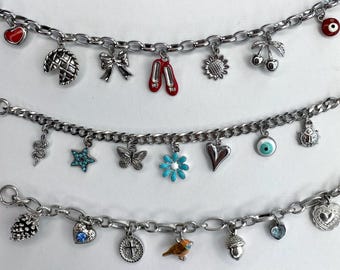 Custom Silver Charm Bracelet: Personalized Stainless Steel Jewelry