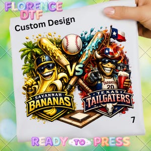 Baseball Banana Tailgate Party DTF Transfer, Baseball Mascot Shirt Ready To Press, Baseball Game Day Shirt Heat Transfer,  Dtf Gang Sheet