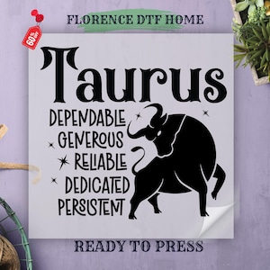 Lectura de la carta natal del zodíaco Tauro, transferencia DTF, lectura del horóscopo profesional, camiseta dedicada confiable, lista para prensar, transferencia de calor, hoja de transferencia DTF