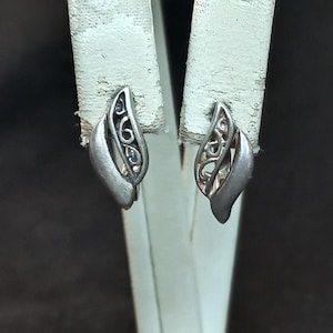 Antique Ukraine Ukrainian Sterling Silver Ag 925 Earrings Vintage Retro Old Cute Girl Woman Stylish Nice rare in ear Long Ornament Patern