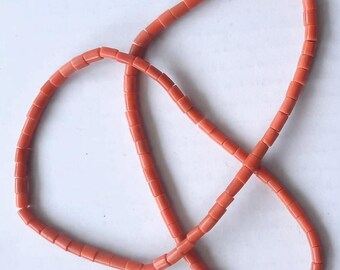 ANTIQUE Red Coral 22.5gr Original Undyed Natural GENUINE BEADS Necklace Vintage Mediterranean Salmon Color Retro Jewellery Ukraine Folk old