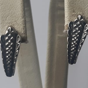 Antique Ukraine Ukrainian Sterling Silver Ag 925 Earrings Vintage Retro Old Cute Girl Woman Stylish Nice rare in ear Long Ornament Patern