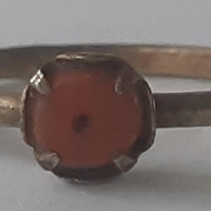 Antique Russian Sterling Silver 875 Ag Ring sz 8.5 Vintage Original Natural Red Coral Old USSR Star Stamp Stylish Beautiful Finger Jewelry