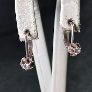 Antique Ukraine Sterling 925 Silver Ag Earrings Vintage White Transparent Stone Chrystal Zircon Cute Girl Woman Stylish Nice Retro old rare