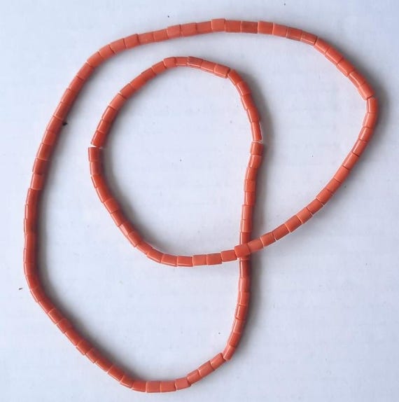 ANTIQUE Red Coral 21.1gr Original Undyed Natural GENUINE BEADS Necklace Vintage Mediterranean Salmon Color Retro Jewellery Ukraine Folk