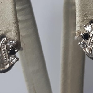Antique Vintage Ukraine Ukrainian Sterling 925 Silver Ag Earrings Stone Fianit Cute Girl Woman Stylish Nice Retro cubic zirconia Flover old