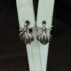 Antique Ukraine Ukrainian Sterling Silver Ag 925 Earrings Vintage Retro Old Cute Girl Woman Stylish Nice rare in ear Long Ornament Patern