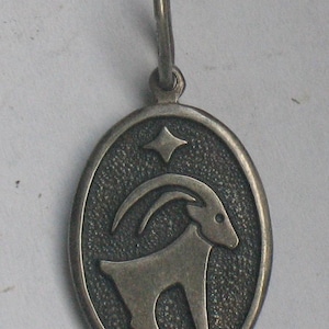 Antique Russian 875 Silver Ag Pendant Suspension Horoscope Zodiac Capricorn Star Jewelry Man Woman Vintage Retro Amulet Star Stamp vtg old