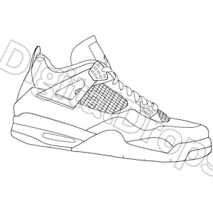 off white jordan 4 drawing