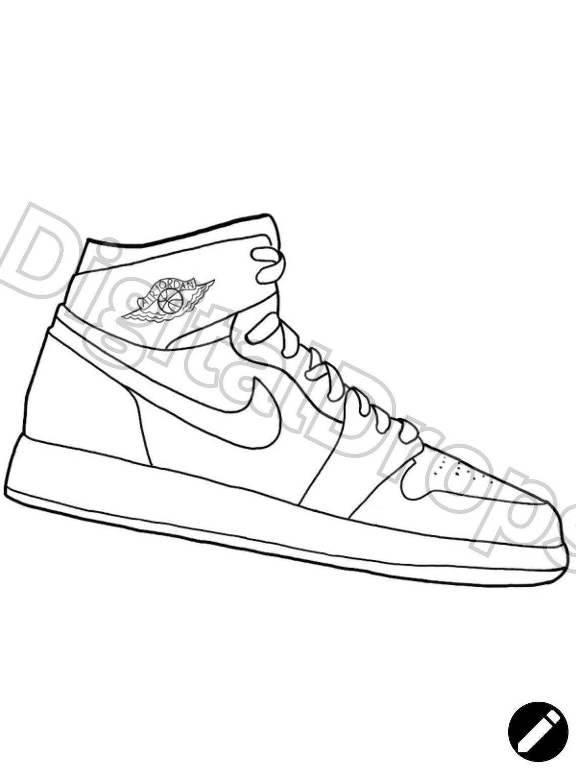 Air Jordan 1 Digital Coloring Page Print Design - Etsy