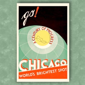 Chicago Wall Art For Airbnb Retro Travel Poster Midwest Apartment Decor Illinois Art Print Chicago Print Chicago Housewarming Gift