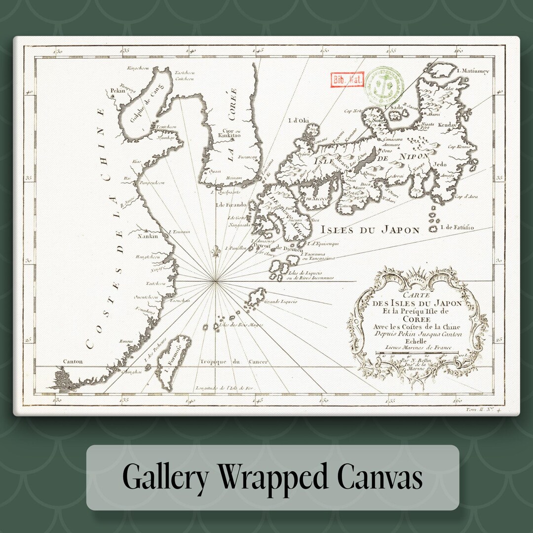 Vintage Japan Map Canvas Print Japan Map Canvas Historical Map Canvas ...