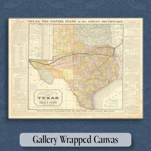 Texas Map Wall Decor Canvas Map Decor Texas Map Gift New Home Gift Airbnb Wall Art Vacation Home Texas Apartment Wall Historic Map Art Print