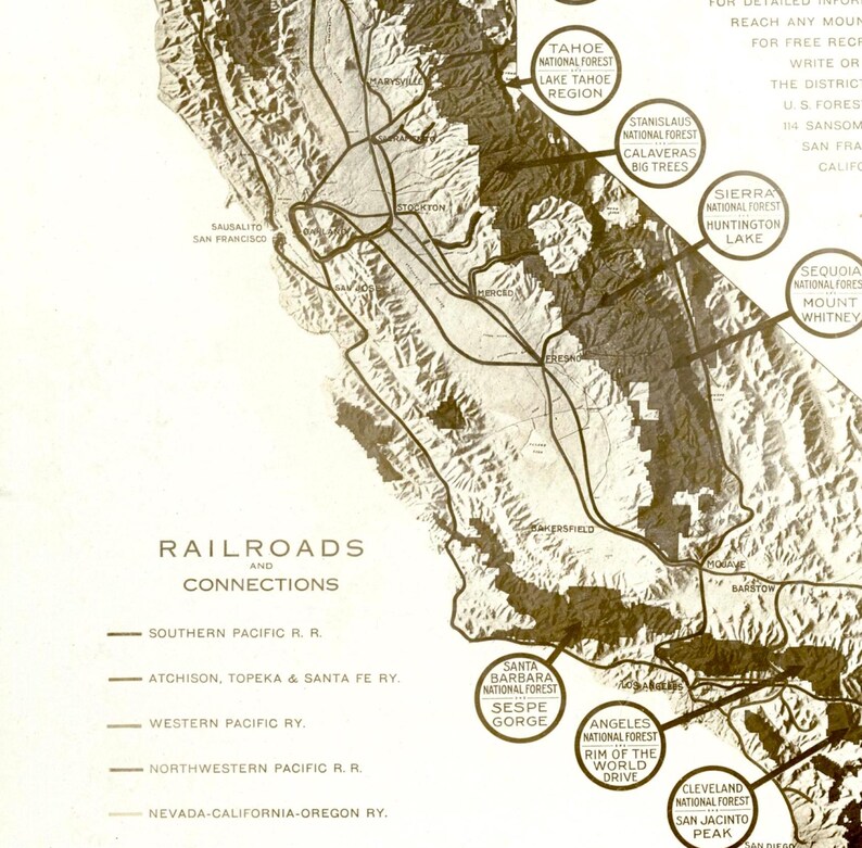 Stan State Tree Map California National Forests Map Print: Retro Travel Poster - Etsy