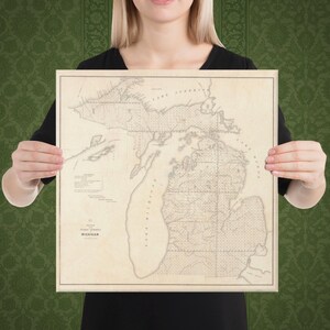 Michigan State Map Print Michigan Wall Art Michigan Decor Moving Gift Housewarming Gift New Michigan Home Map Wall Decor MI Canvas Wall Art